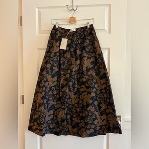NWT Everlane Black and Brown Floral A-Line Skirt